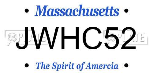 JWHC52 Massachusetts License Plate