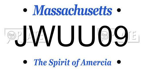 JWUU09 Massachusetts License Plate