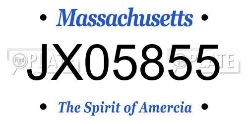 JX05855 Massachusetts License Plate