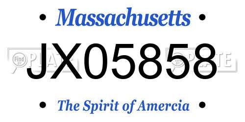 JX05858 Massachusetts License Plate