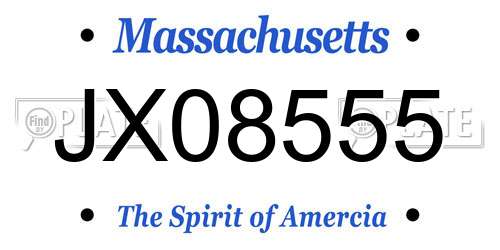 JX08555 Massachusetts License Plate
