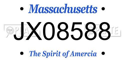 JX08588 Massachusetts License Plate
