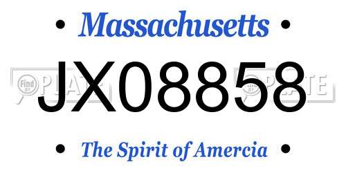 JX08858 Massachusetts License Plate