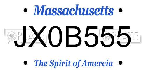 JX0B555 Massachusetts License Plate