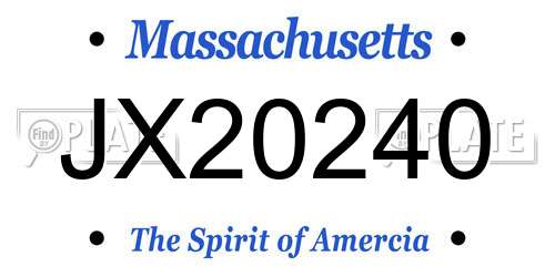 JX20240 Massachusetts License Plate