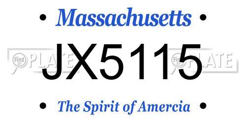 JX5115 Massachusetts License Plate
