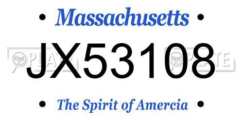 JX53108 Massachusetts License Plate