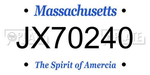 JX70240 Massachusetts License Plate