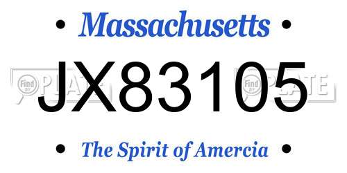 JX83105 Massachusetts License Plate