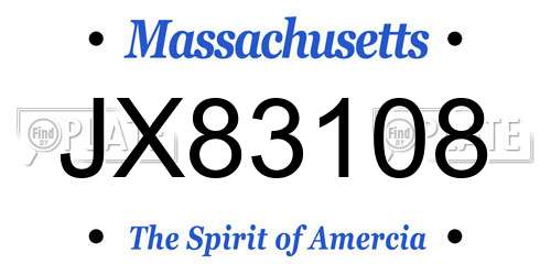 JX83108 Massachusetts License Plate