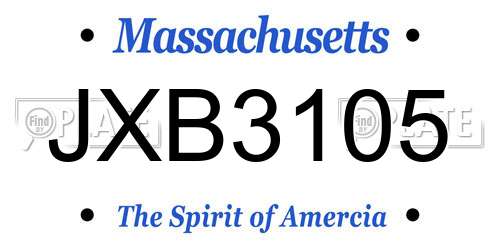 JXB3105 Massachusetts License Plate