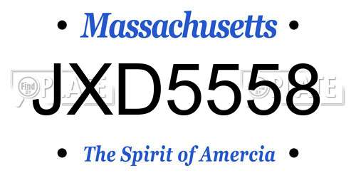 JXD5558 Massachusetts License Plate