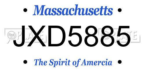JXD5885 Massachusetts License Plate