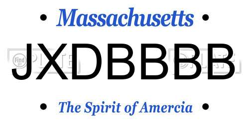 JXDBBBB Massachusetts License Plate