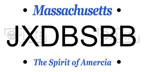 JXDBSBB Massachusetts License Plate