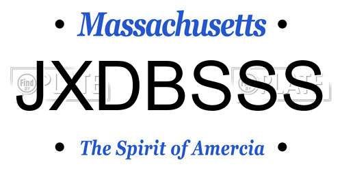 JXDBSSS Massachusetts License Plate