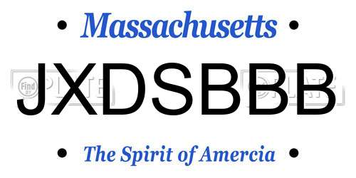 JXDSBBB Massachusetts License Plate