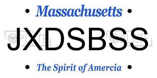 JXDSBSS Massachusetts License Plate