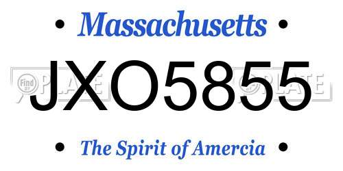 JXO5855 Massachusetts License Plate