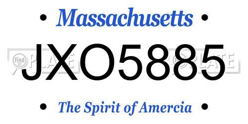 JXO5885 Massachusetts License Plate