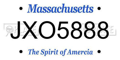 JXO5888 Massachusetts License Plate