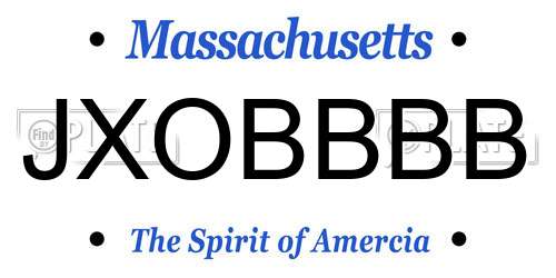 JXOBBBB Massachusetts License Plate