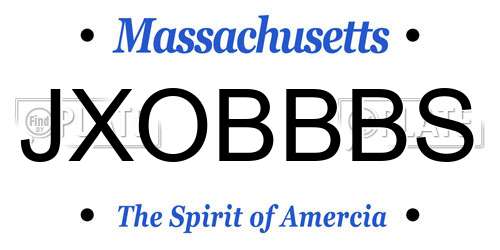 JXOBBBS Massachusetts License Plate
