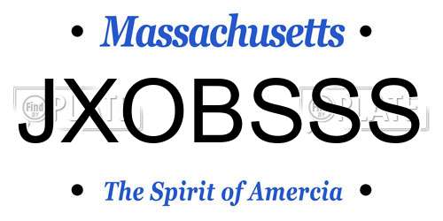 JXOBSSS Massachusetts License Plate