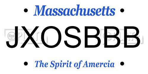 JXOSBBB Massachusetts License Plate