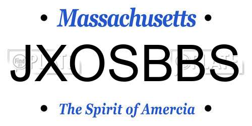 JXOSBBS Massachusetts License Plate