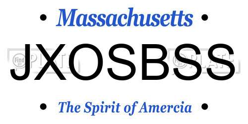 JXOSBSS Massachusetts License Plate
