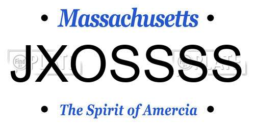 JXOSSSS Massachusetts License Plate