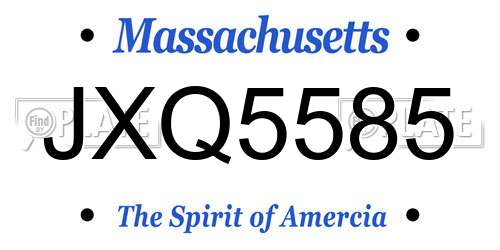JXQ5585 Massachusetts License Plate