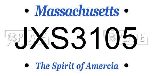 JXS3105 Massachusetts License Plate