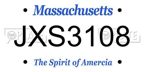JXS3108 Massachusetts License Plate