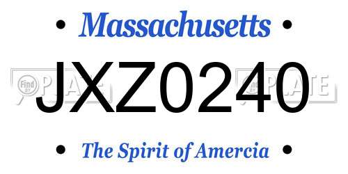 JXZ0240 Massachusetts License Plate