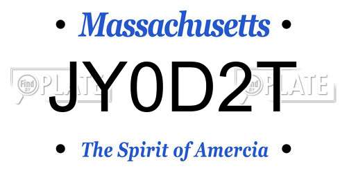 JY0D2T Massachusetts License Plate