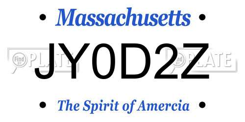 JY0D2Z Massachusetts License Plate