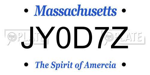 JY0D7Z Massachusetts License Plate