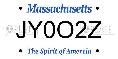 JY0O2Z Massachusetts License Plate