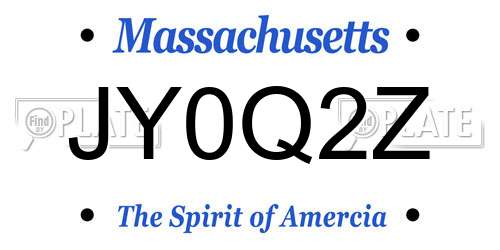 JY0Q2Z Massachusetts License Plate
