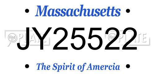 JY25522 Massachusetts License Plate