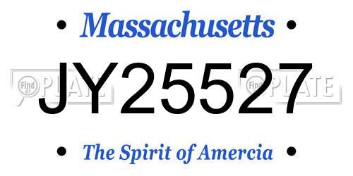 JY25527 Massachusetts License Plate