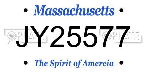 JY25577 Massachusetts License Plate