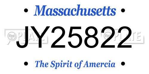 JY25822 Massachusetts License Plate