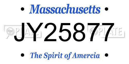 JY25877 Massachusetts License Plate