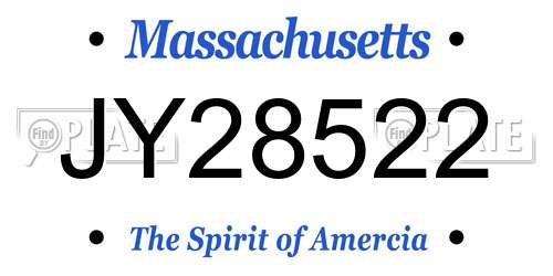JY28522 Massachusetts License Plate