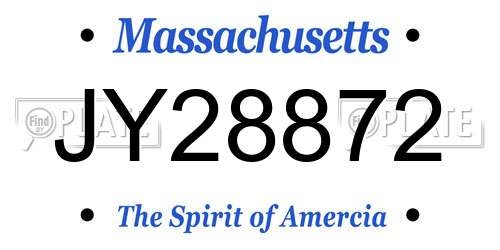 JY28872 Massachusetts License Plate
