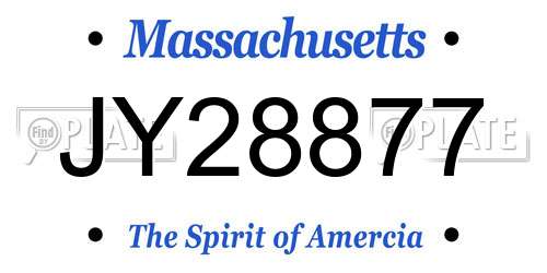 JY28877 Massachusetts License Plate