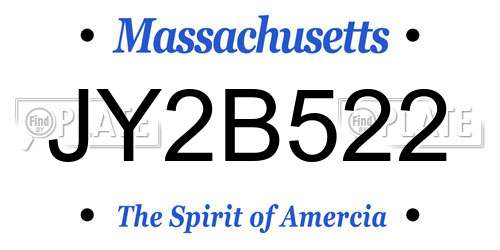 JY2B522 Massachusetts License Plate